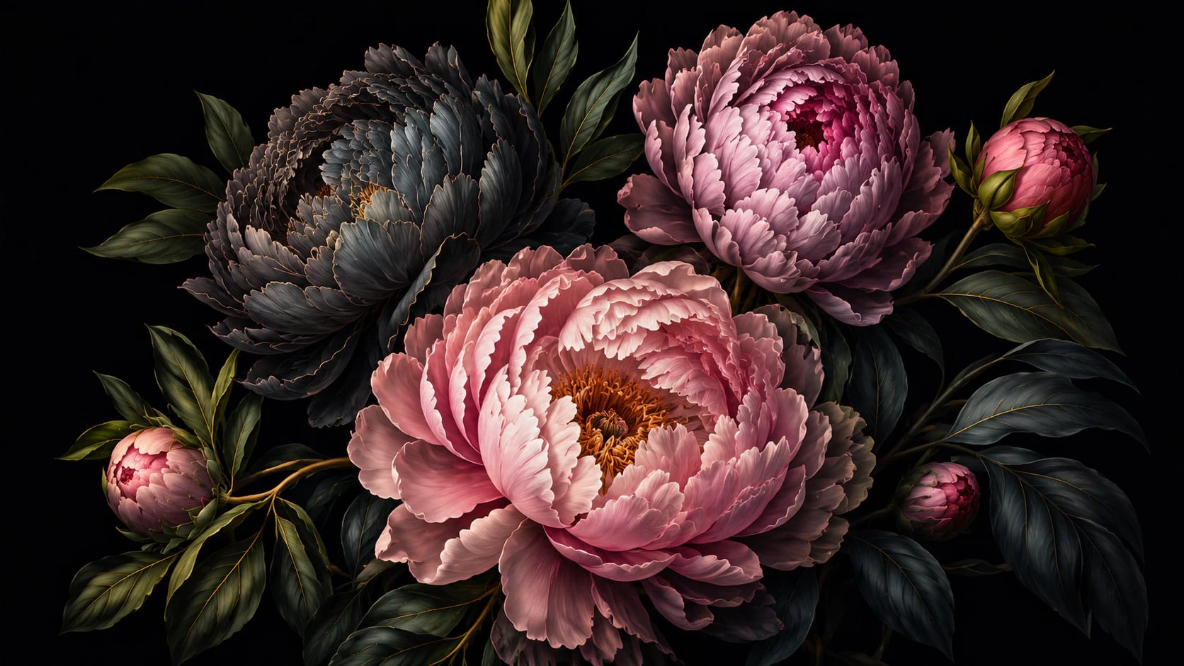 Mitternächtliche Pfingstrosenblüte