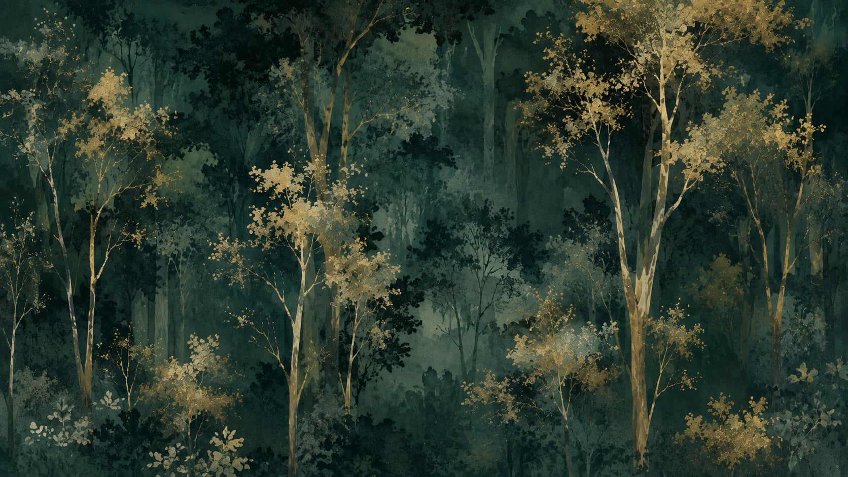 Sous-bois sombre et doré