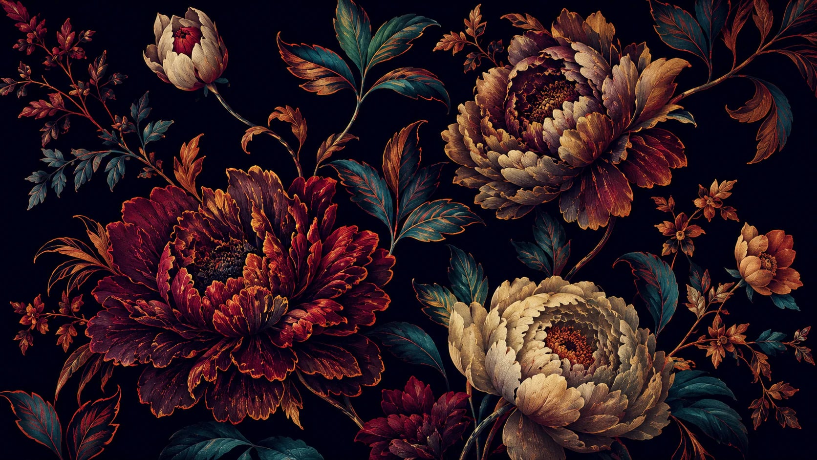 Pivoines cramoisies baroques
