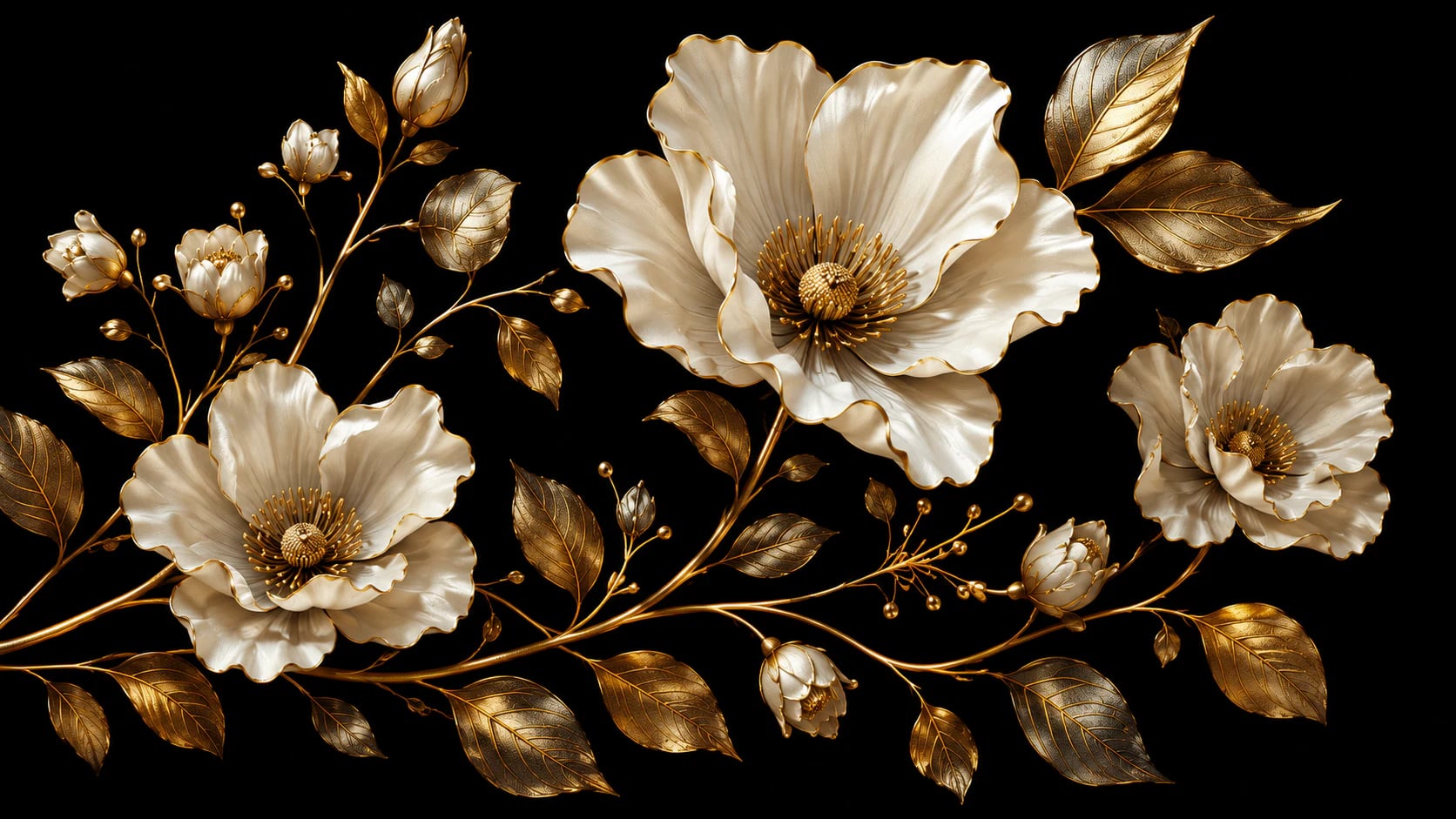 Magnolia sculpté doré