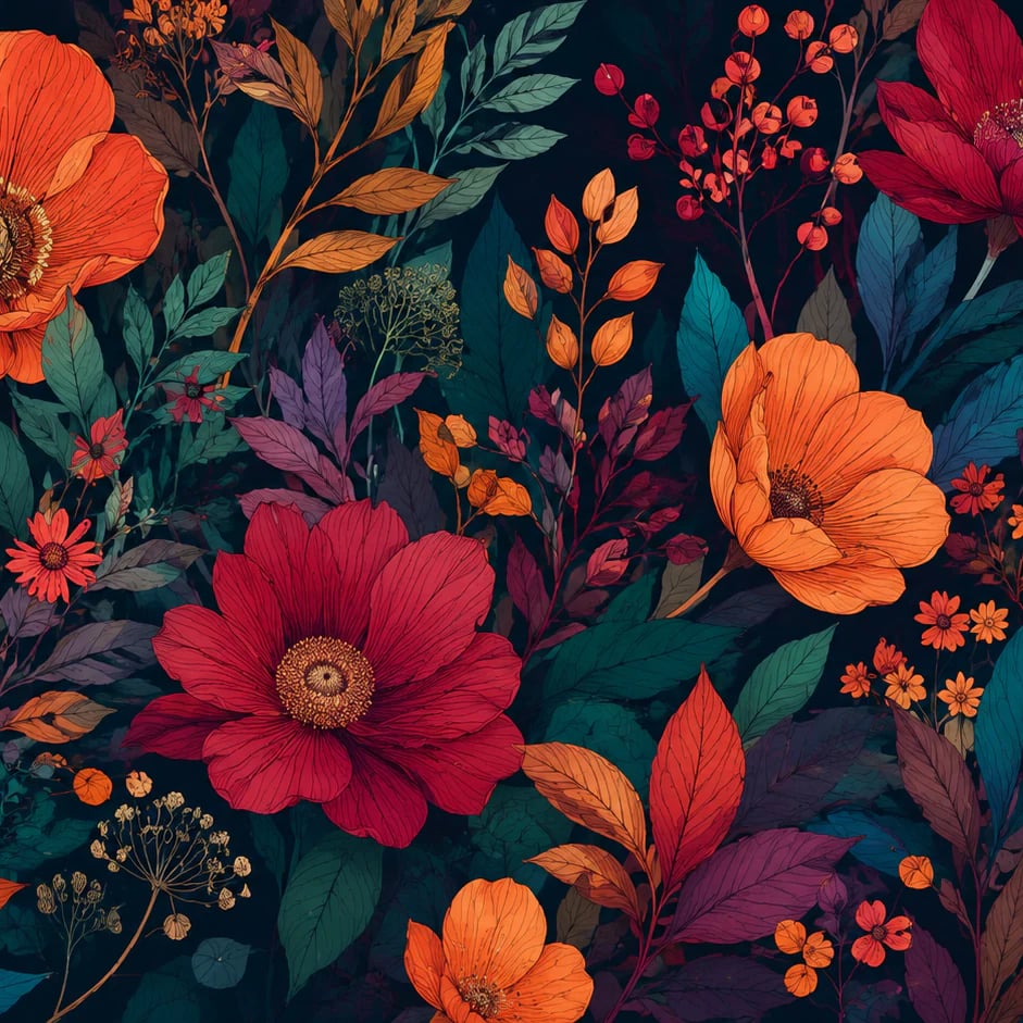 Close-up of the Midnight Poppy Bloom artwork at printed scale