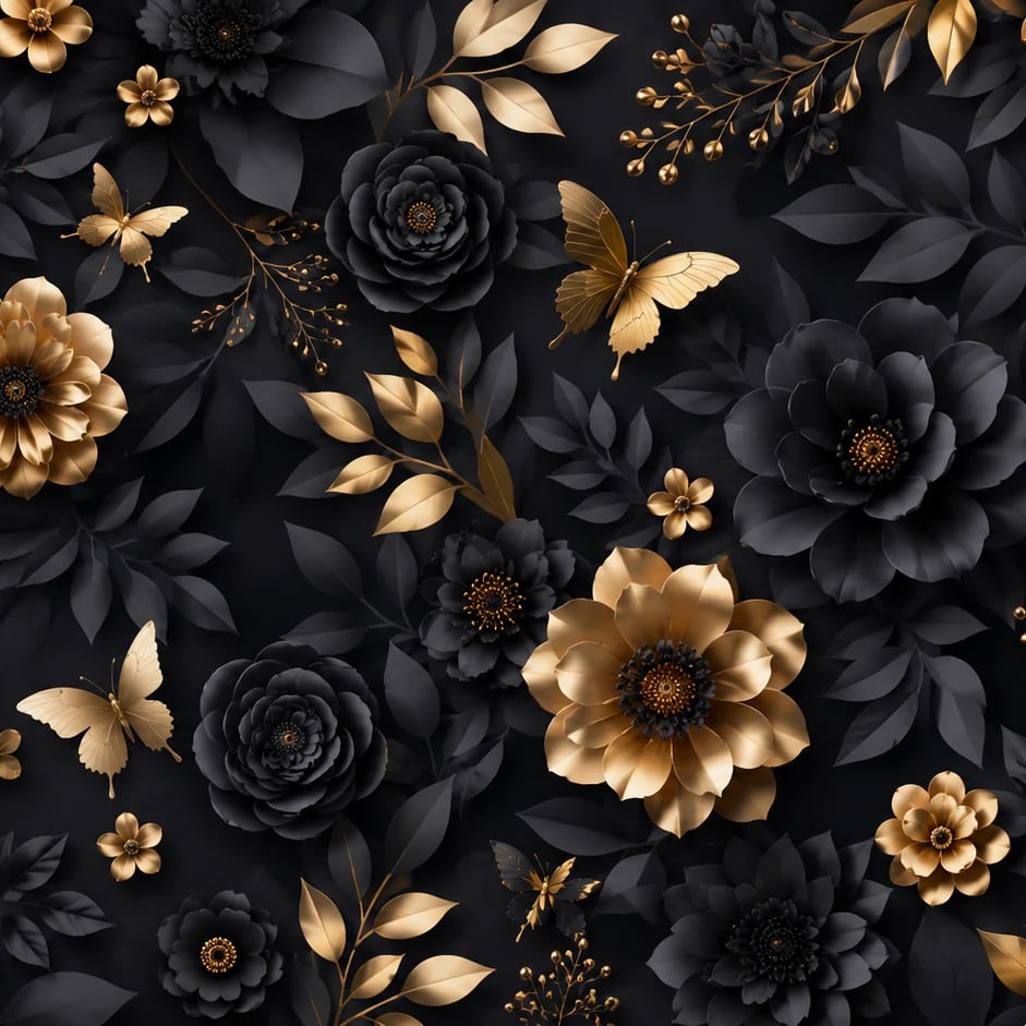 Close-up of the Midnight Gilded Blooms artwork at printed scale
