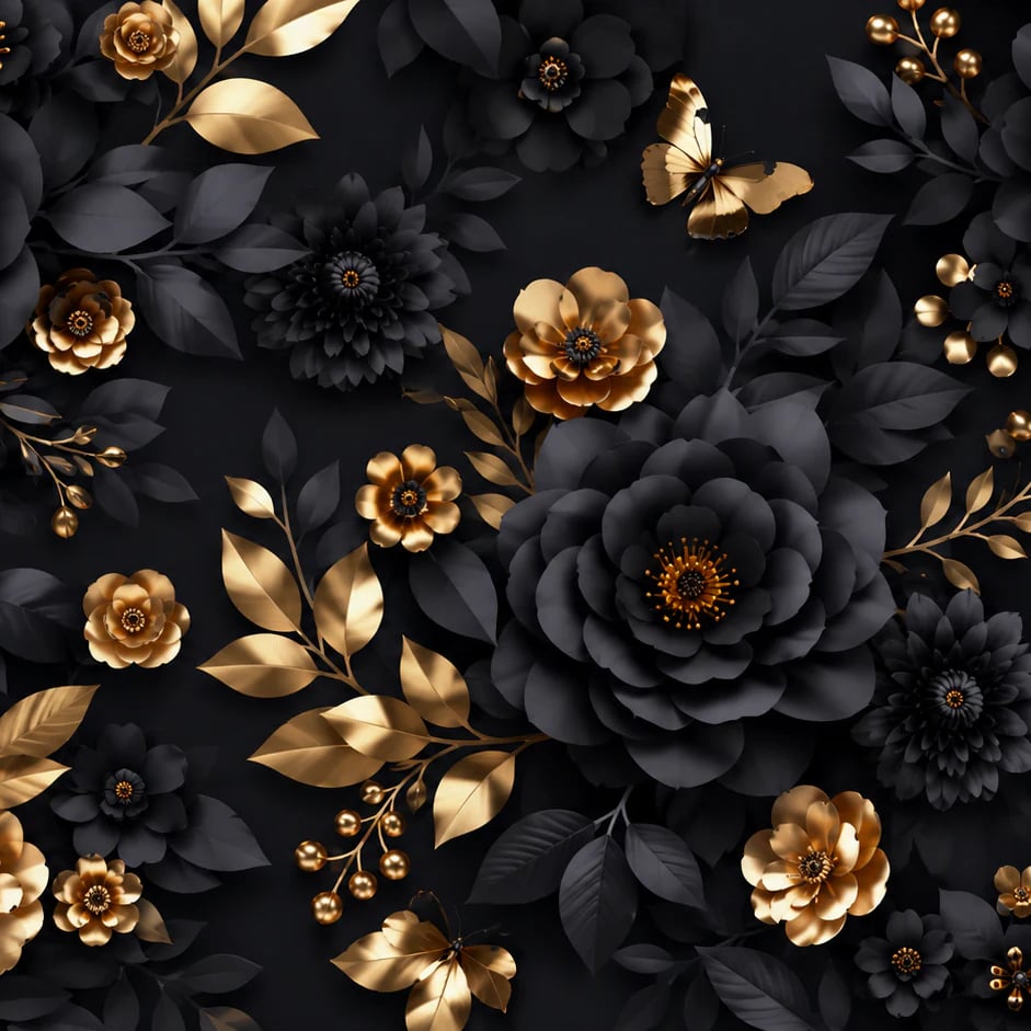 Gros plan sur le motif Fleur dorée de minuit à l'échelle d'impression