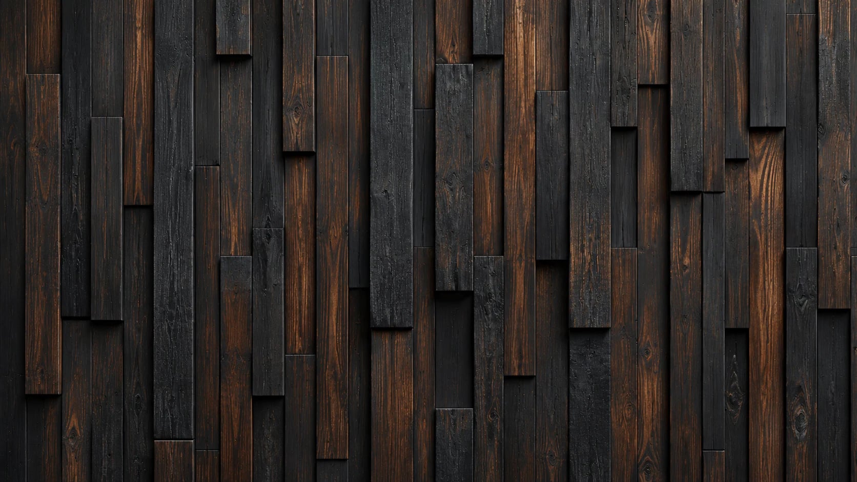 Listones de madera quemada