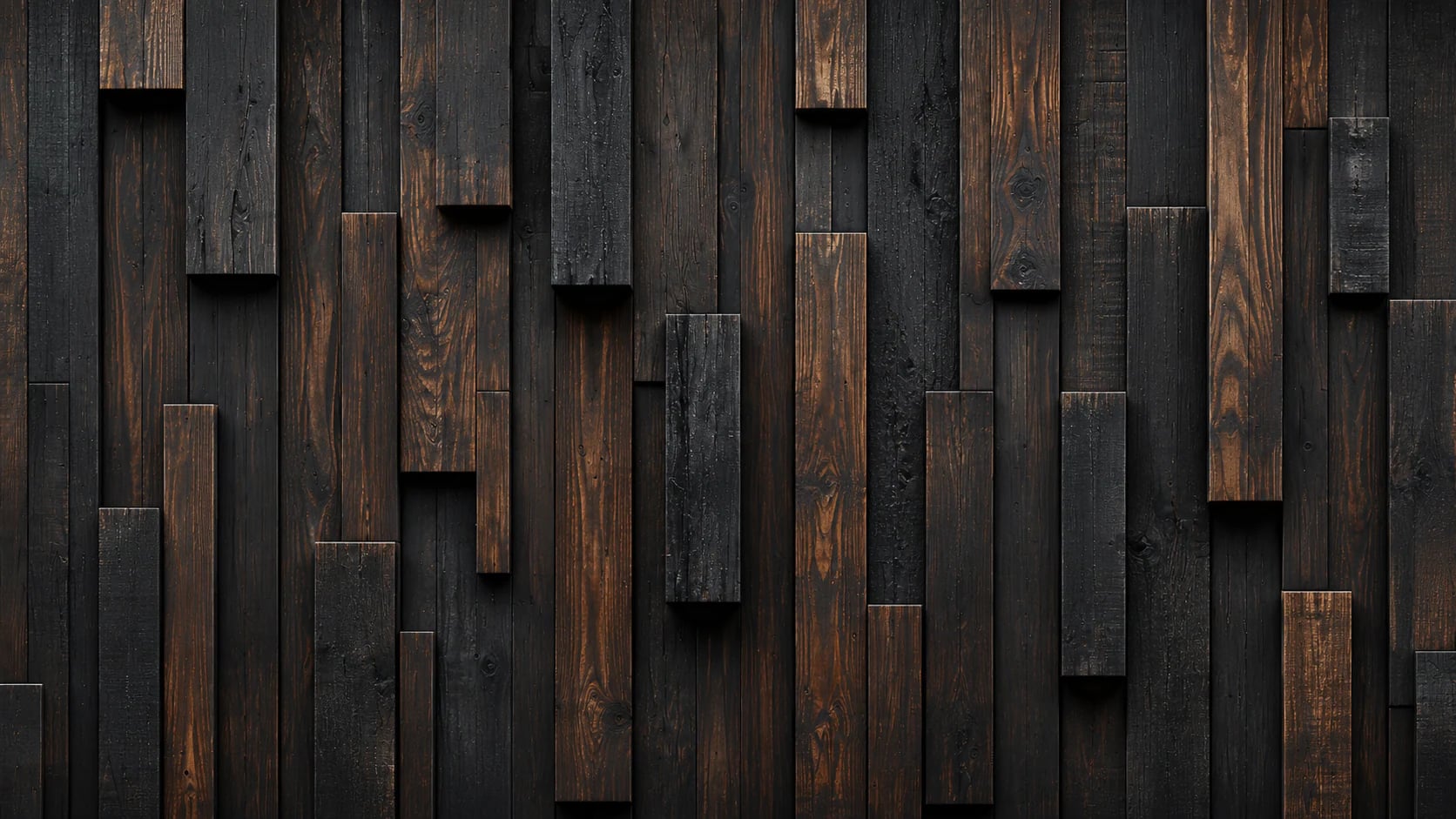 Listones de madera quemada