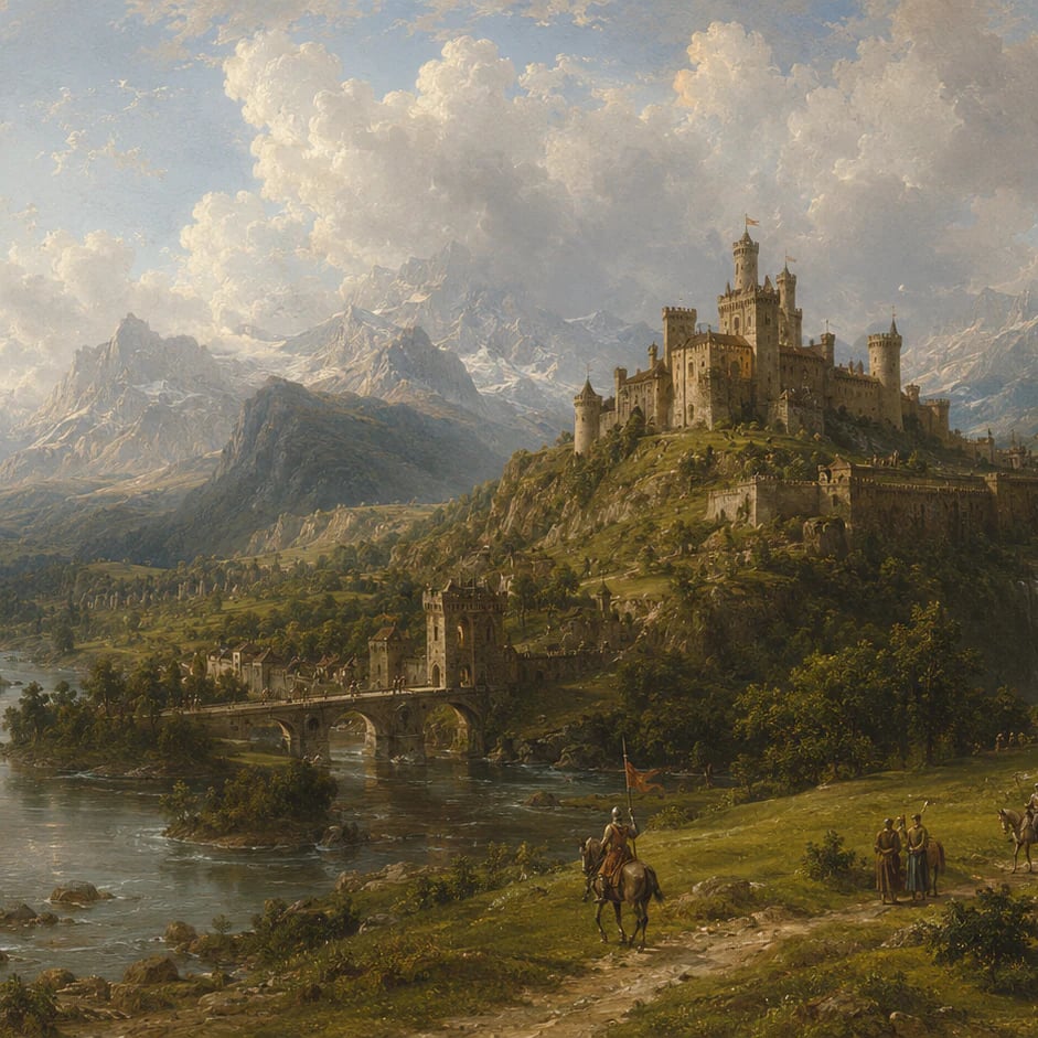 Nahaufnahme des Kunstwerks Blick auf die Alpenzitadelle im Druckmaßstab