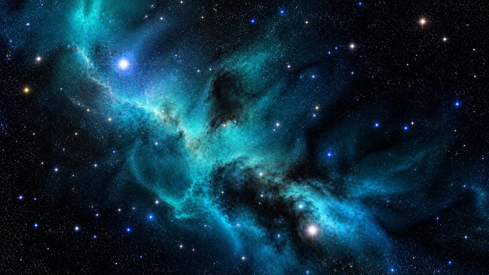 Cosmos nébuleux bleu canard