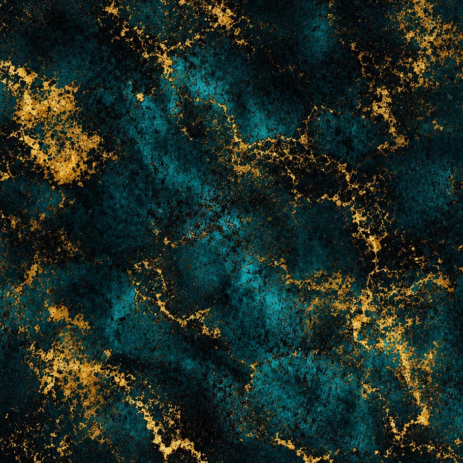 Close-up of the Teal Gold Kintsugi artwork at printed scale