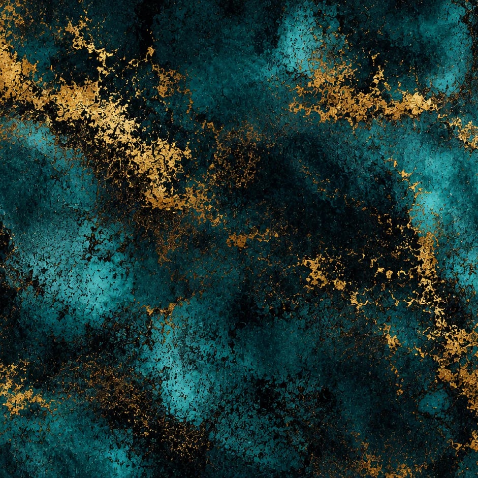 Gros plan sur le motif Agate Dorée Bleu Sarcelle à l'échelle d'impression