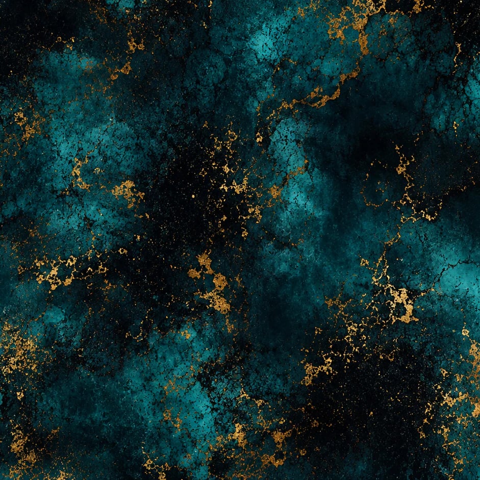Primer plano del diseño Mármol dorado y verde azulado a escala de impresión