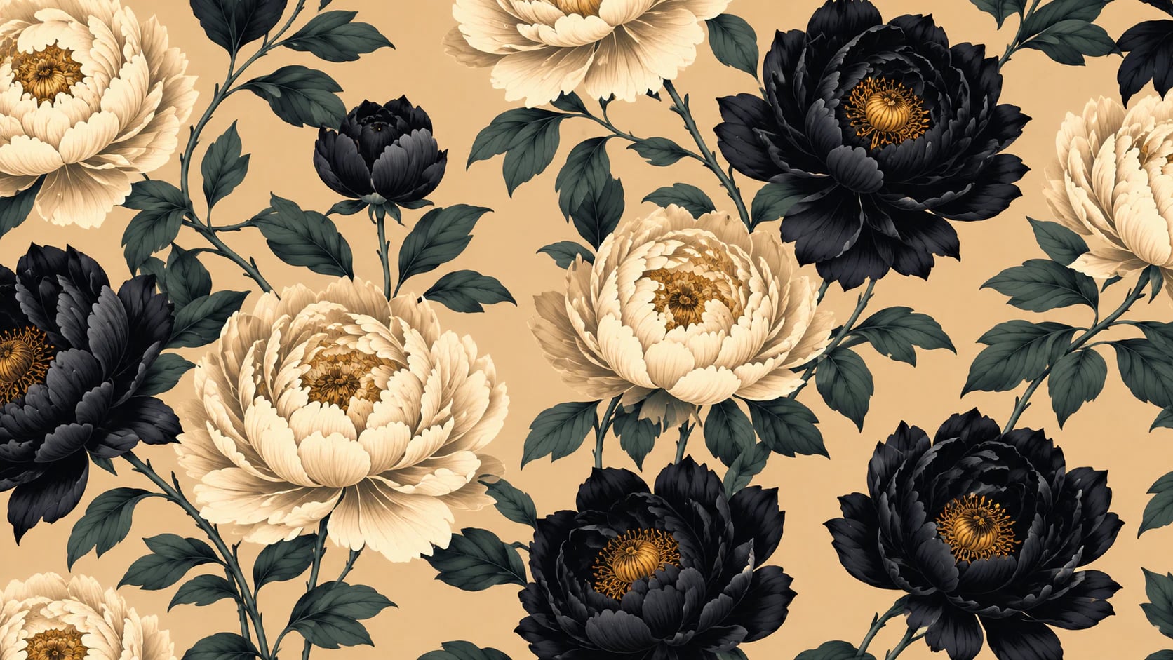 Éclosion Sombre de Pivoines