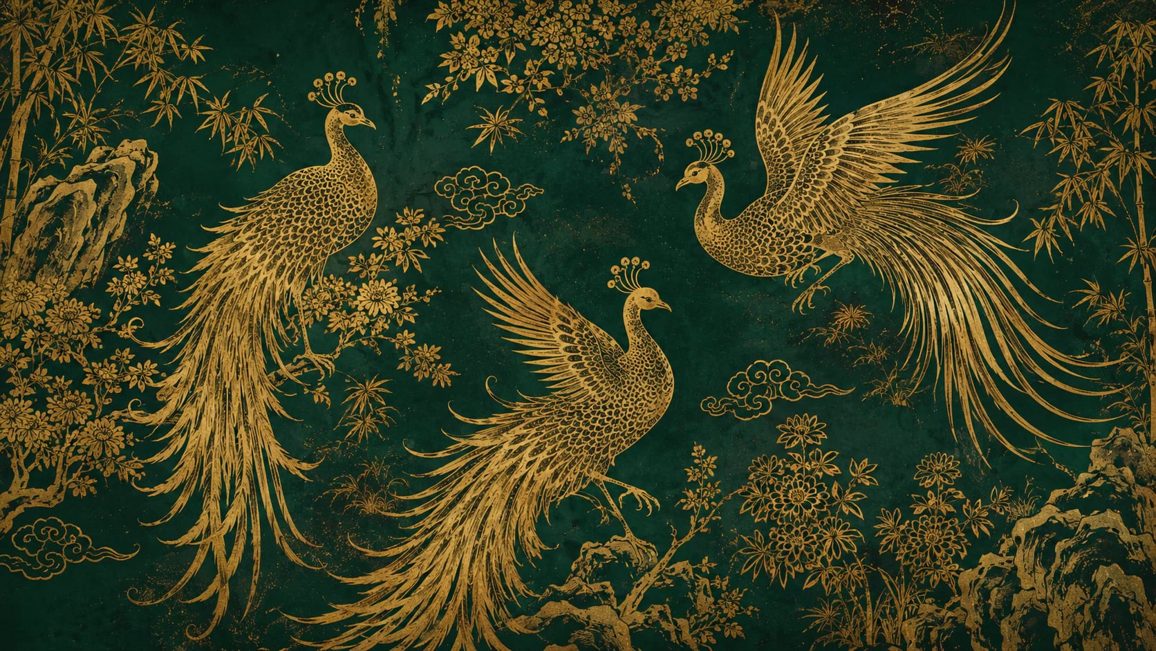 Majestätischer Pfau in Gold
