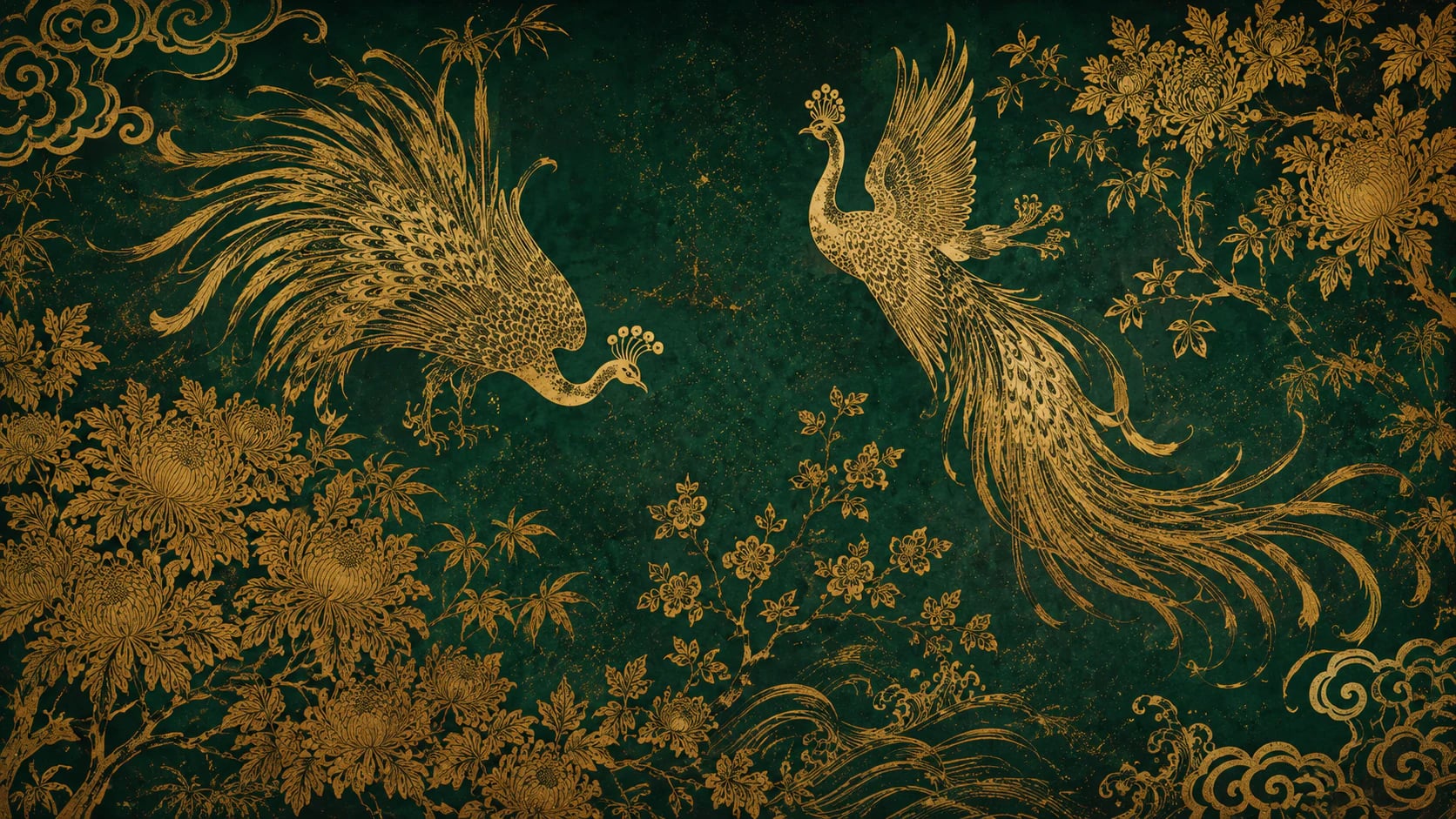 Vergoldeter Smaragd-Pfau