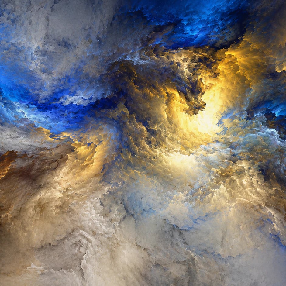 Close-up of the Luminous Nebula Clouds artwork at printed scale