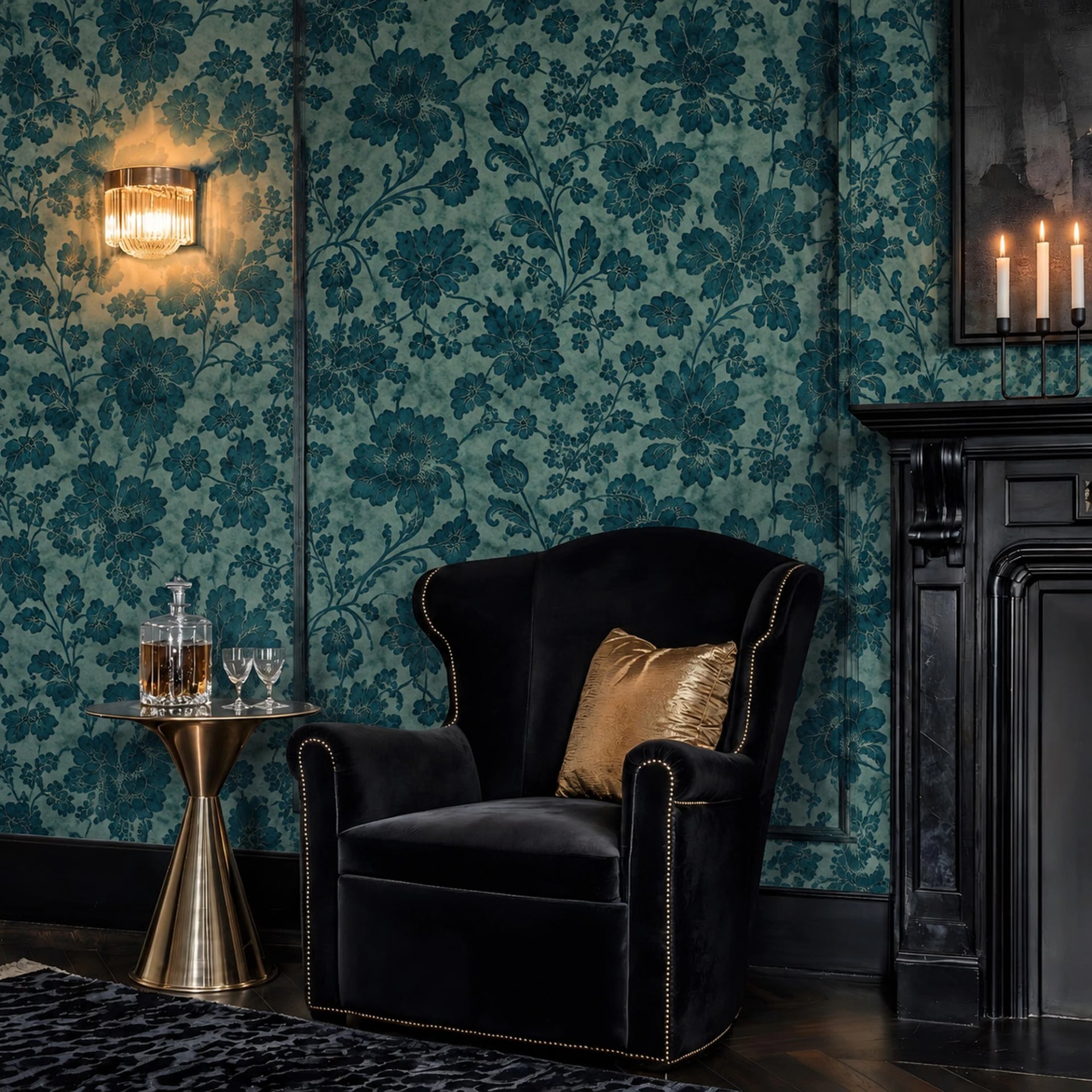 Damas baroque bleu canard