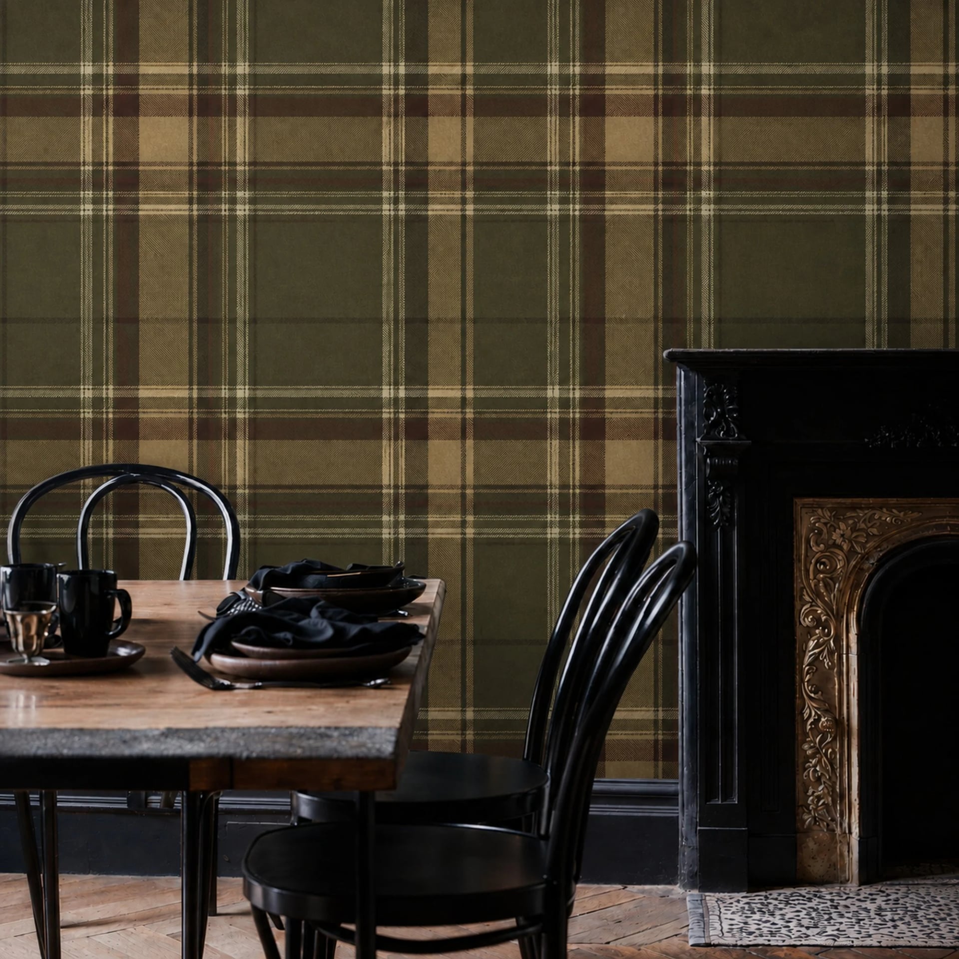 Tartán Highland verde oliva