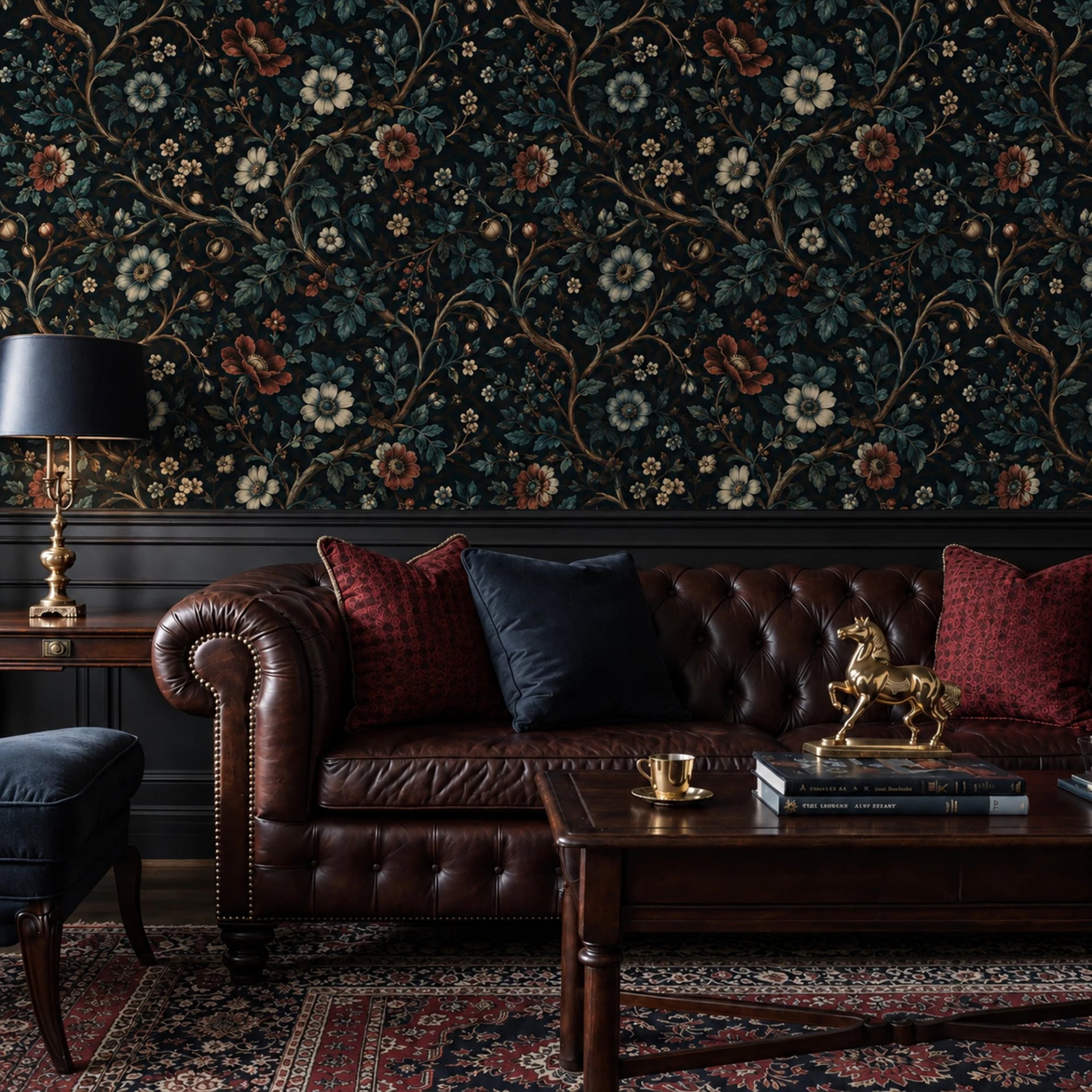 Floral jacobéen bleu nuit