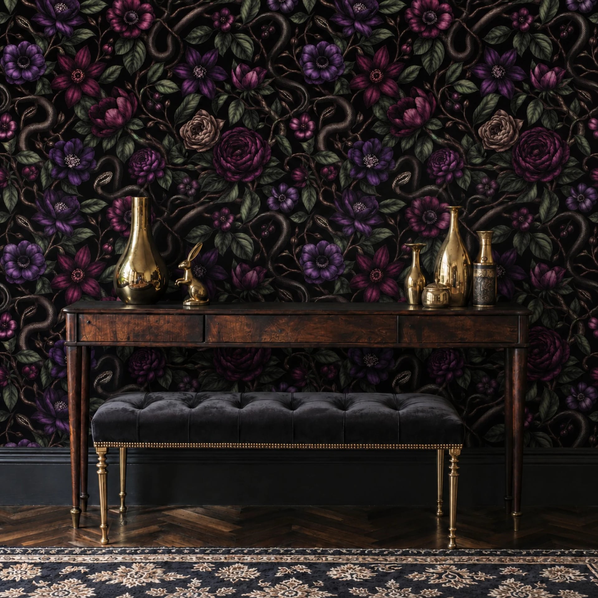 Fleurs et serpent de minuit