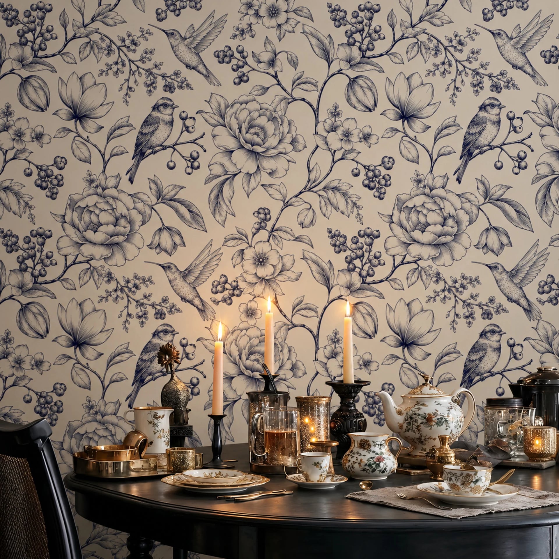 Blue Toile Songbird