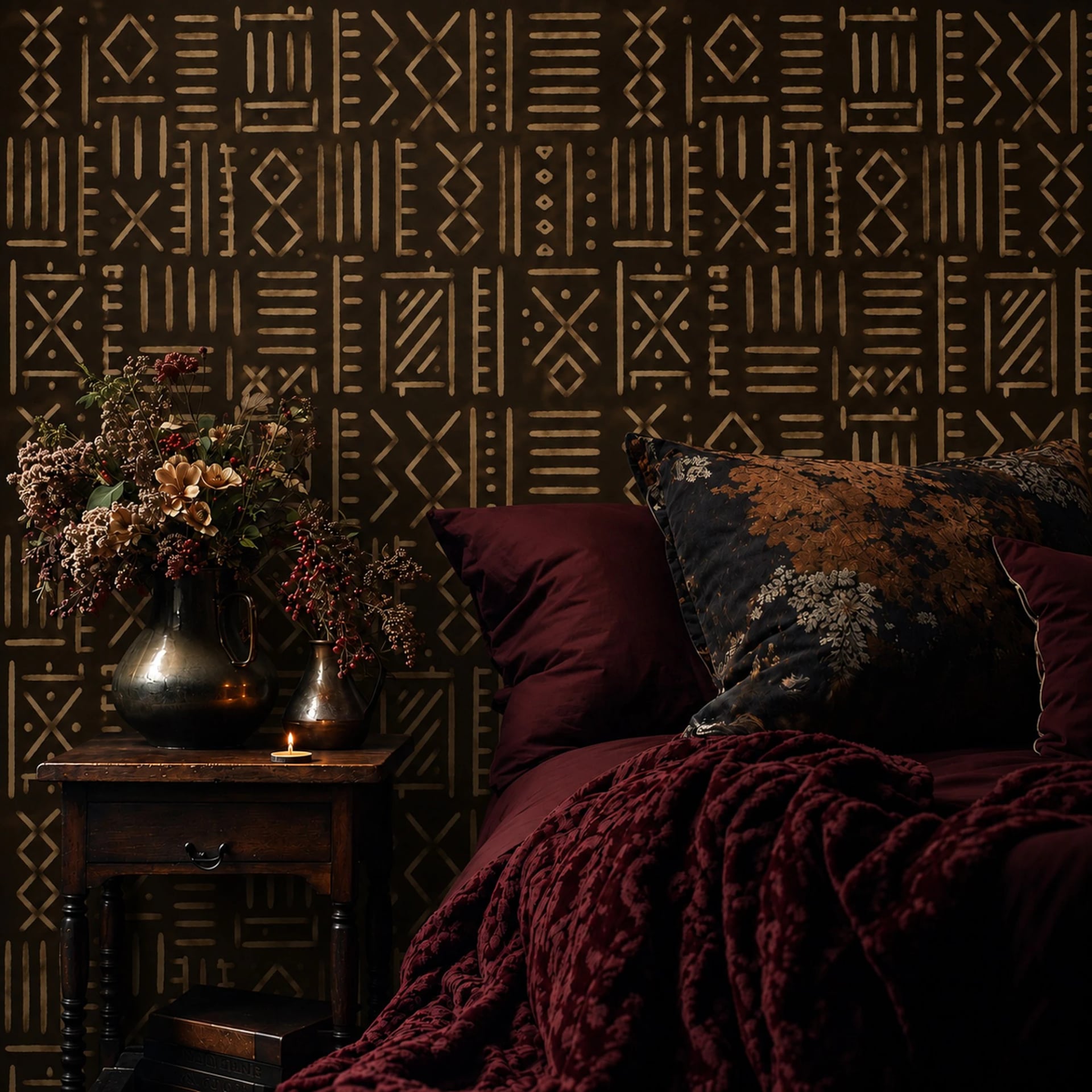 Glifos mudcloth ocre