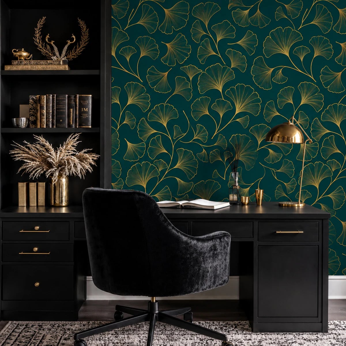 Close-up of the Emerald Ginkgo Branch artwork at printed scale