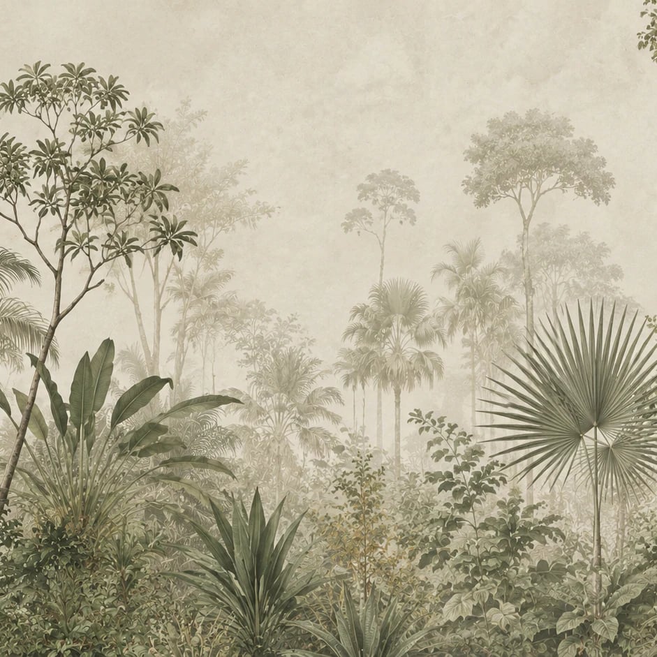 Close-up of the Muted Jungle Panorama artwork at printed scale