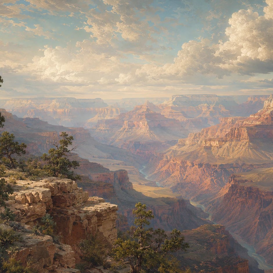 Nahaufnahme des Kunstwerks Grand-Canyon-Felsrandblick im Druckmaßstab