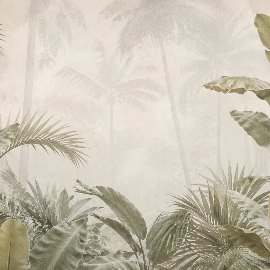 Close-up of the Muted Sepia Palms artwork at printed scale