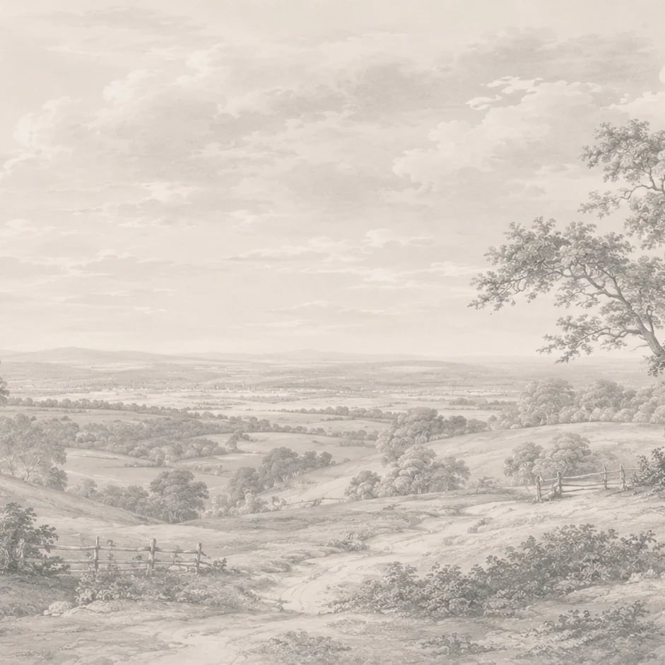 Close-up of the Rolling Hills Pasture artwork at printed scale