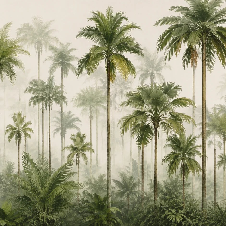 Primer plano del diseño Palmeral brumoso a escala de impresión