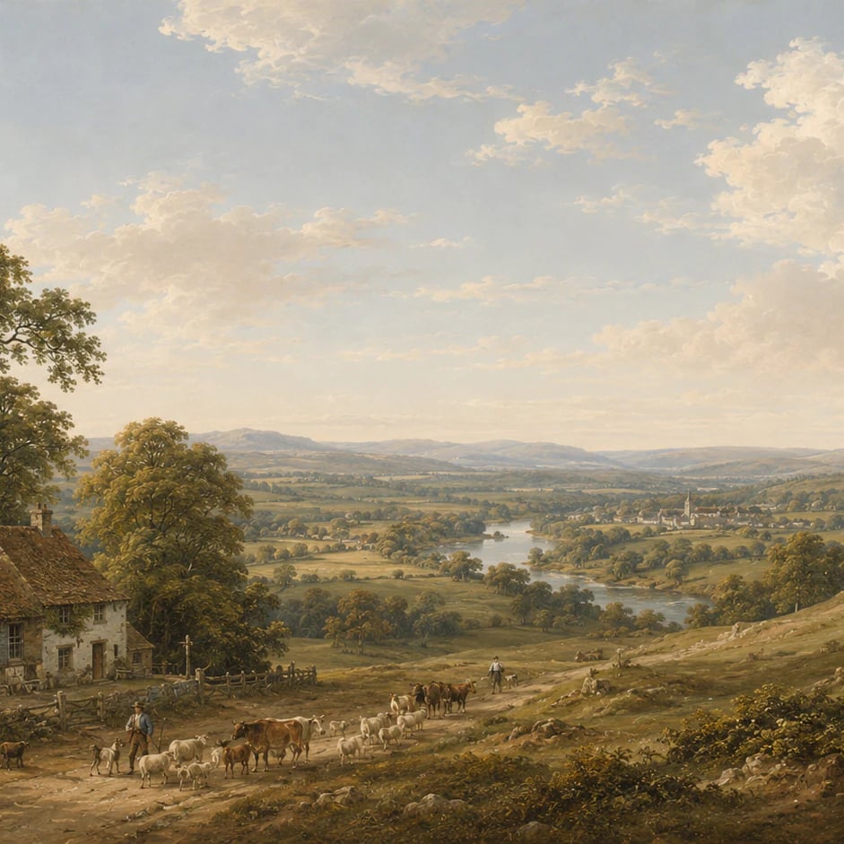 Nahaufnahme des Kunstwerks Viehtreiber im Tal im Druckmaßstab