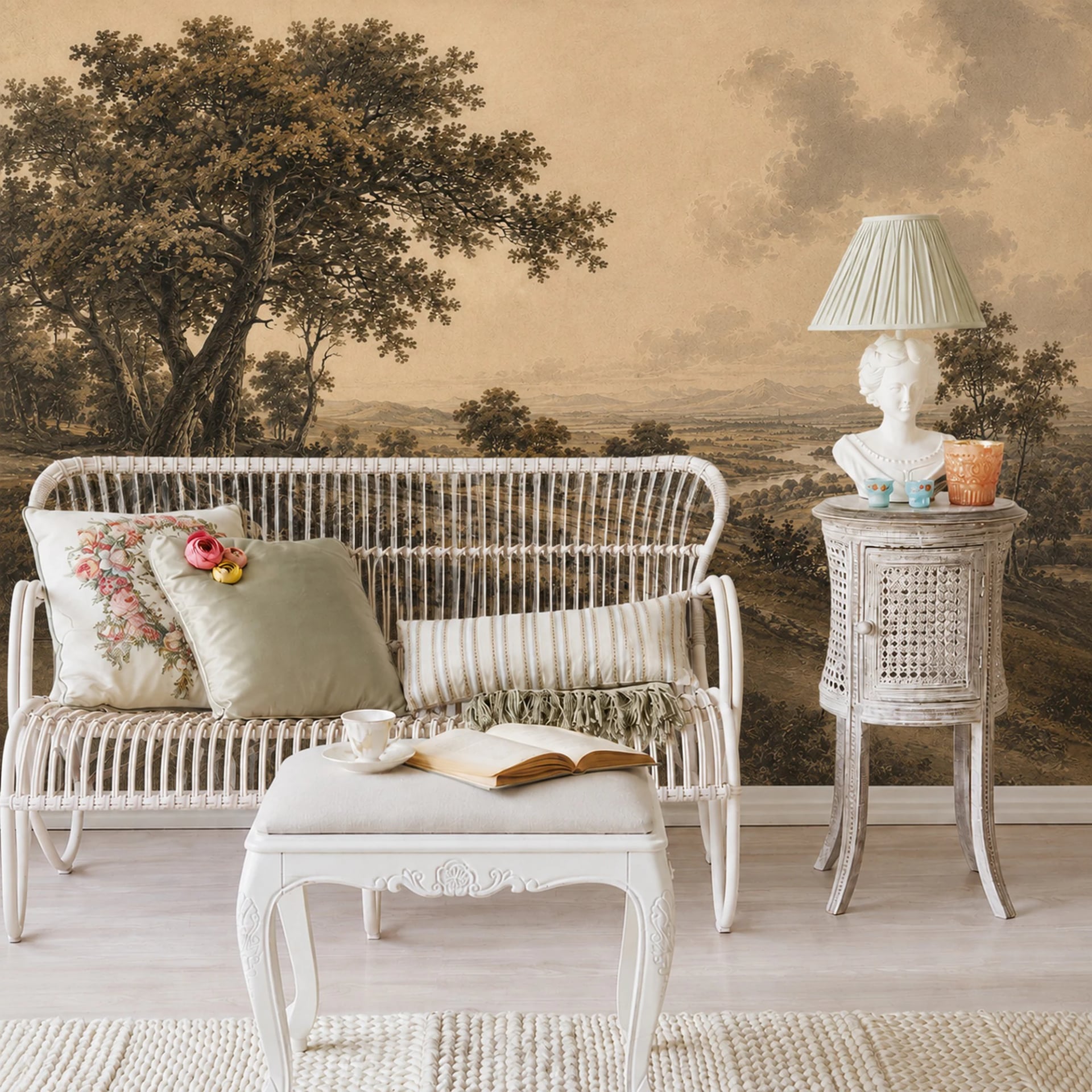 Oak Valley Vista wall mural shown in a styled interior, view 2