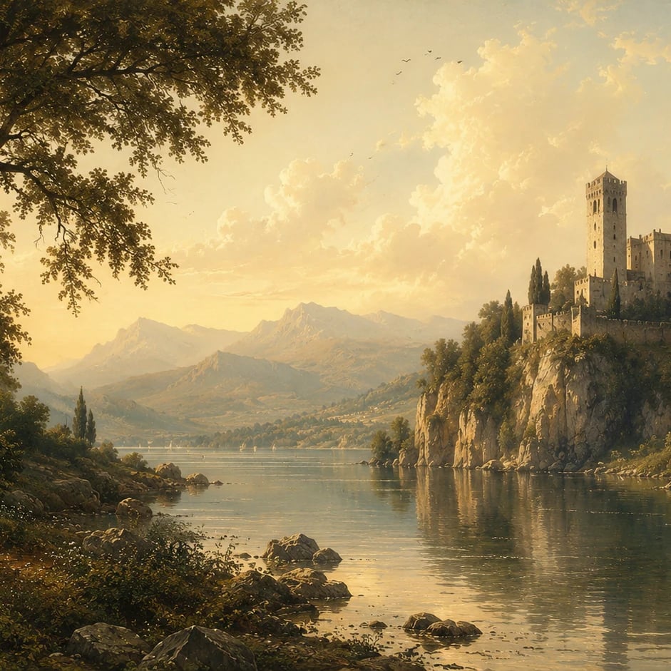 Nahaufnahme des Kunstwerks Burg am Felsensee im Druckmaßstab