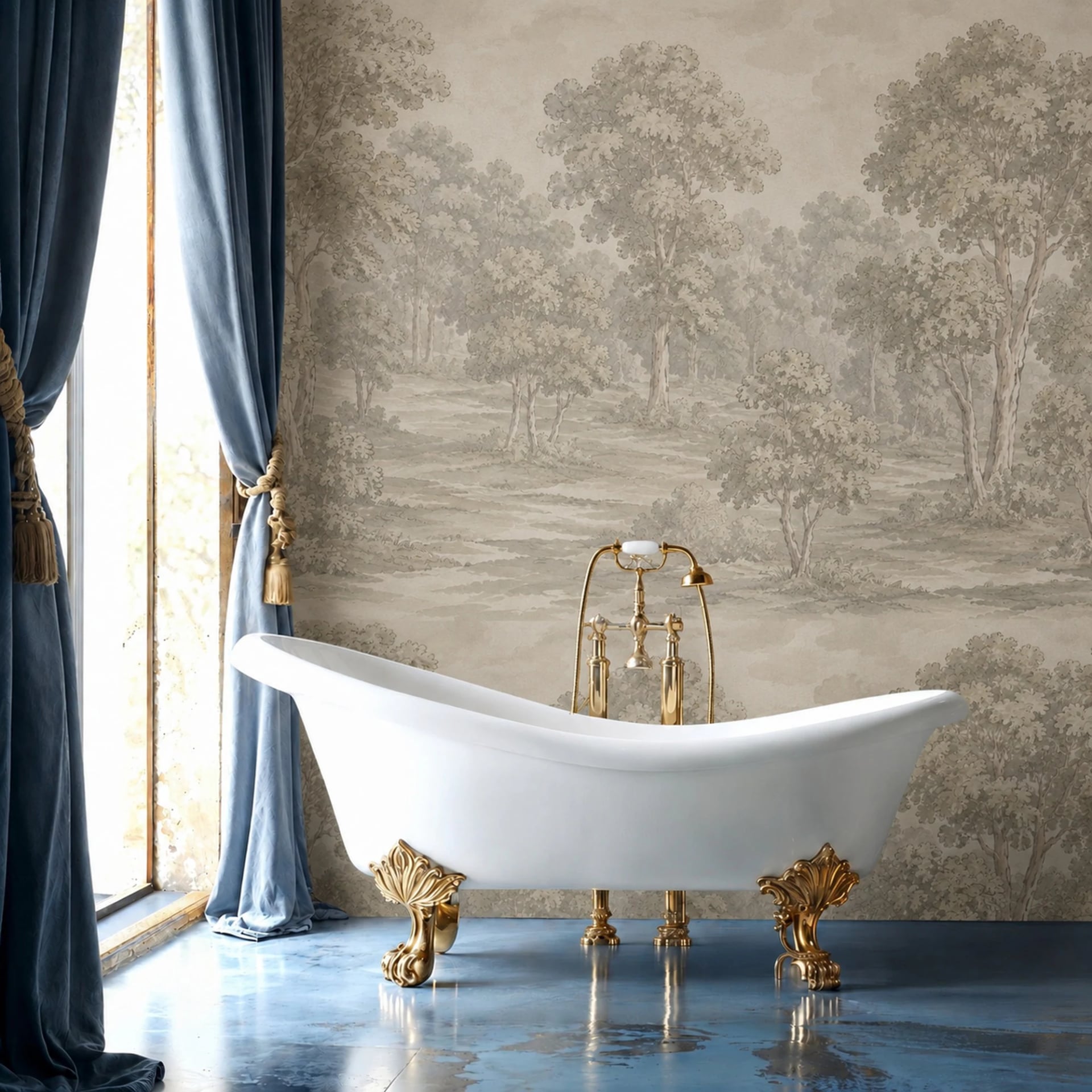Pastoral Oak Clearing wall mural shown in a styled interior, view 2