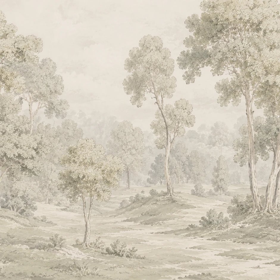 Gros plan sur le motif Esquisse de bosquet pastoral à l'échelle d'impression
