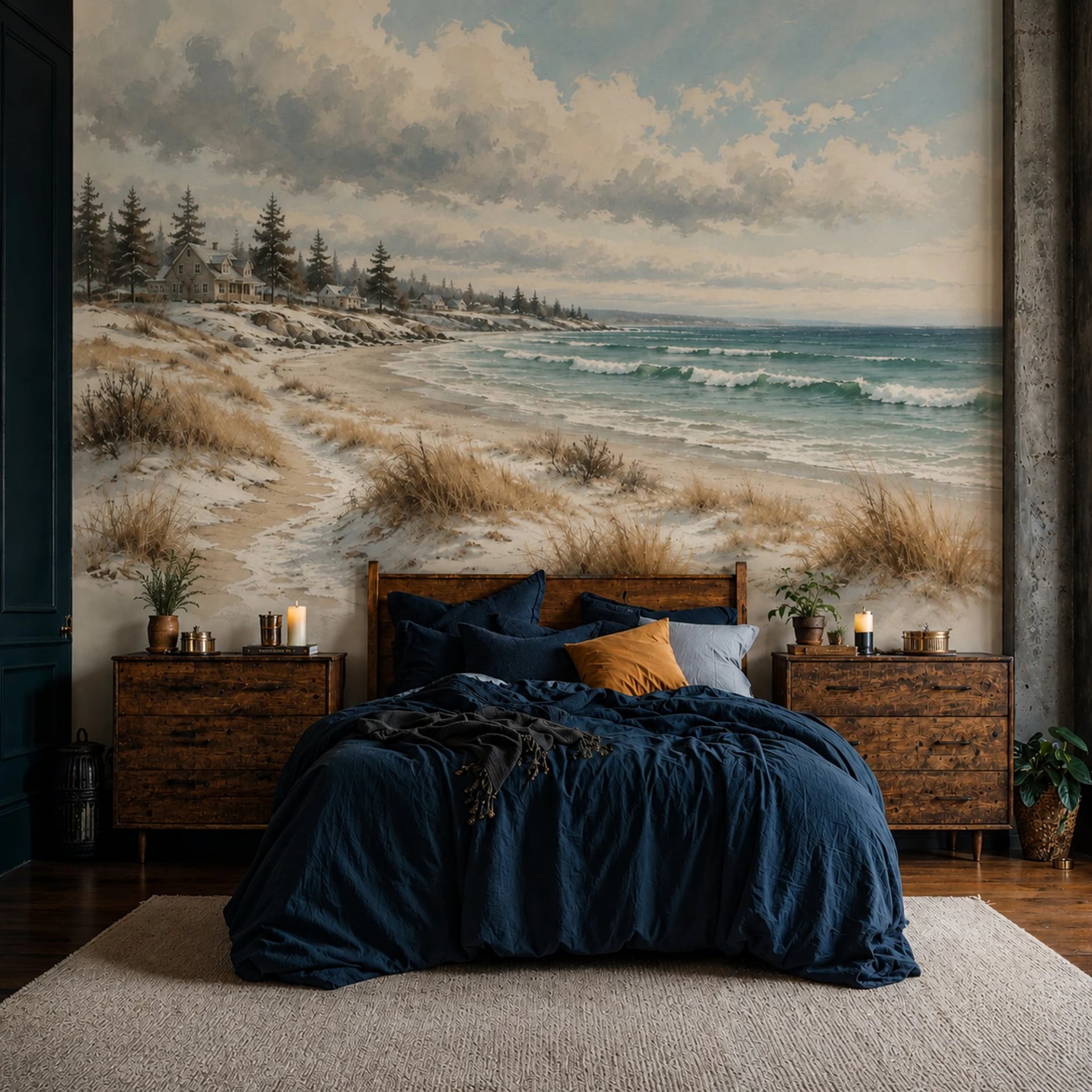 Fotomural Costa de dunas en invierno en un interior decorado, vista 2