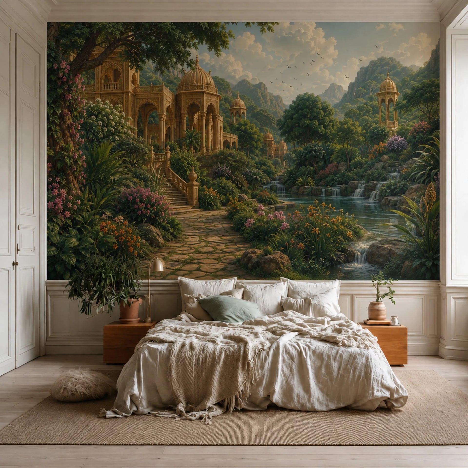 Palace Garden Pavilion wall mural shown in a styled interior, view 2