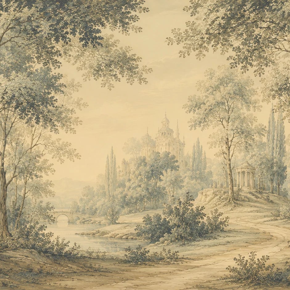 Close-up of the Chateau Forest Vista artwork at printed scale