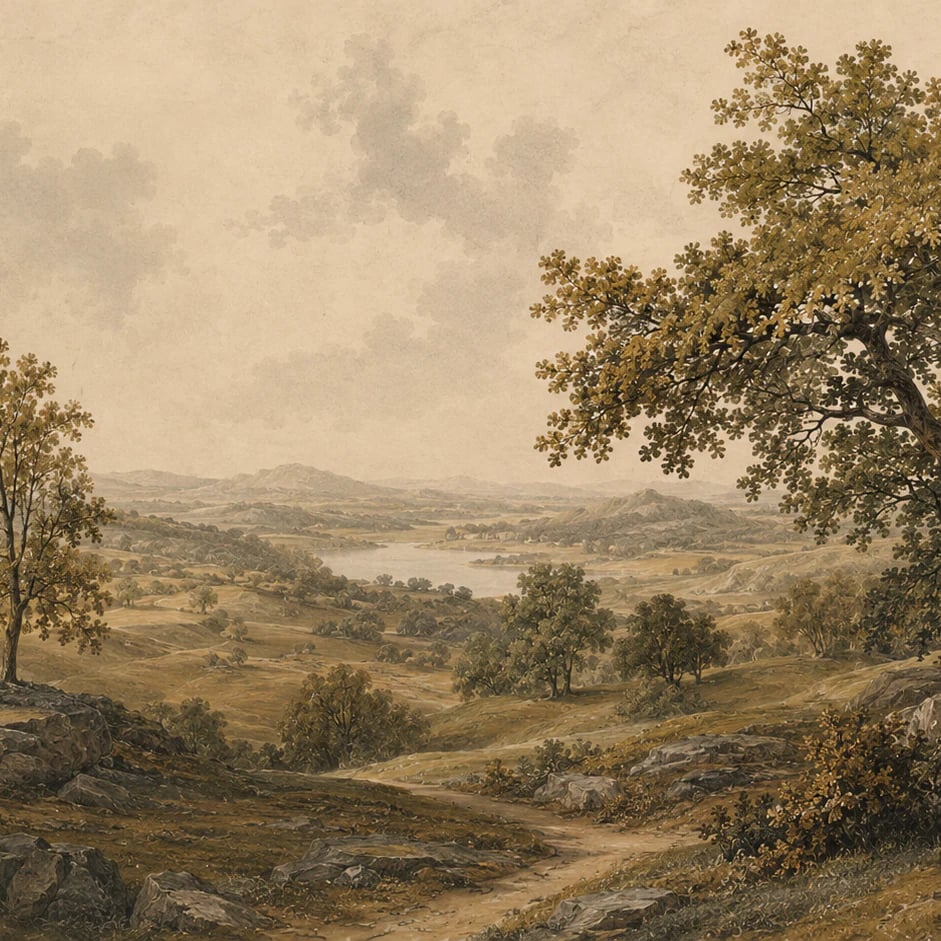 Nahaufnahme des Kunstwerks Idyllisches Eichental im Druckmaßstab
