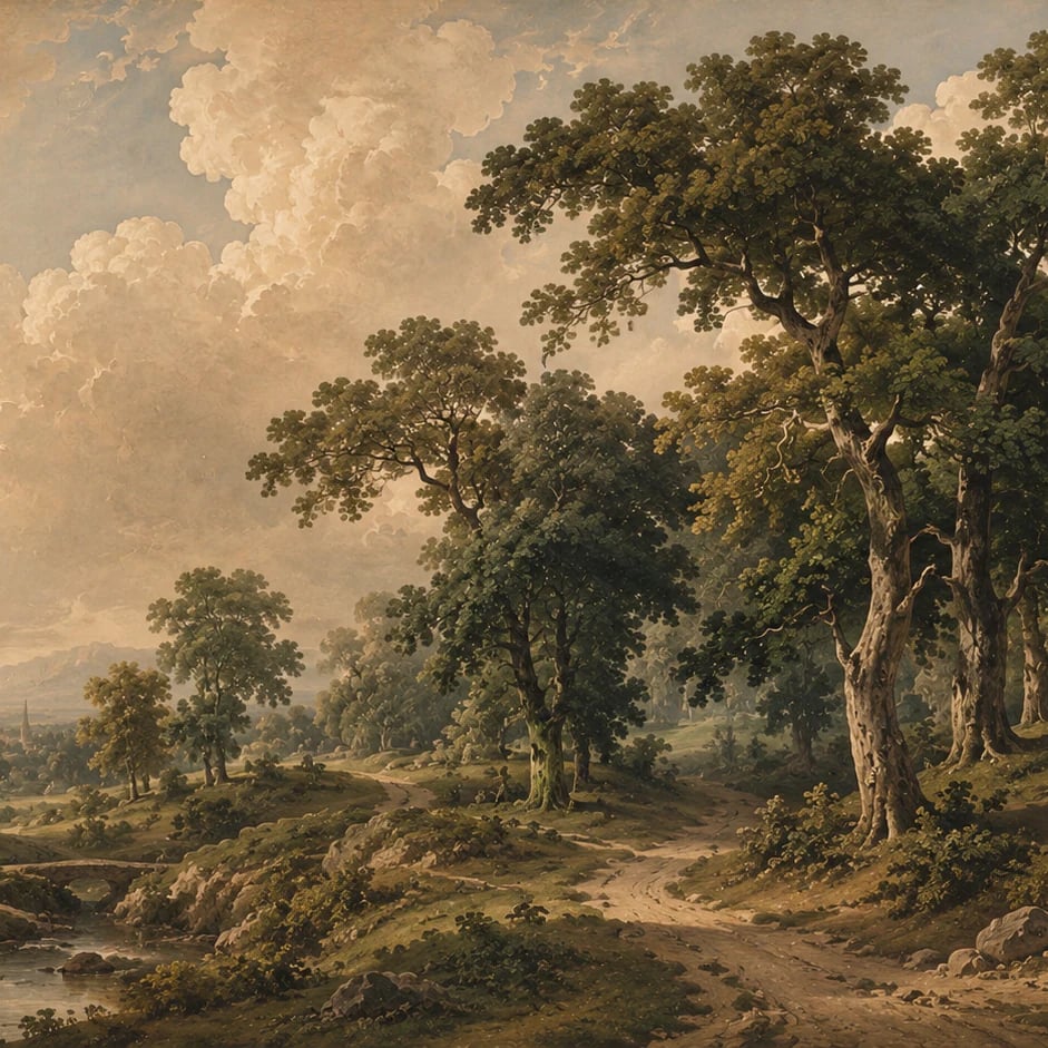 Primer plano del diseño Camino del valle de robles a escala de impresión