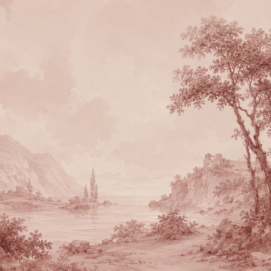 Close-up of the Blush Antique Vista artwork at printed scale