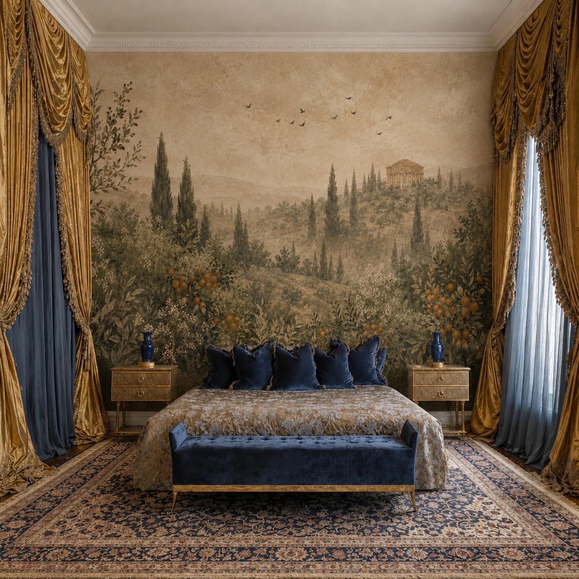 Tuscan Citrus Grove wall mural shown in a styled interior, view 2
