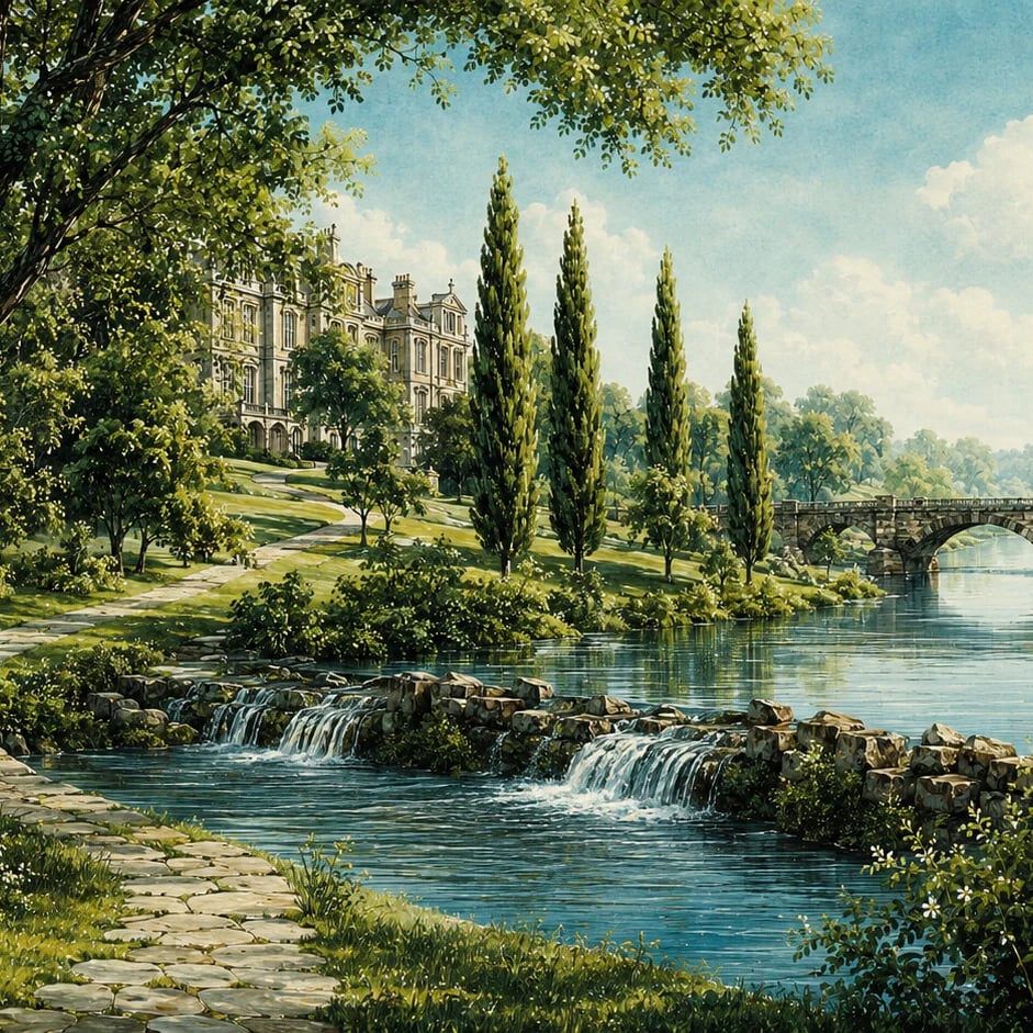 Close-up of the Riverside Manor Estate artwork at printed scale