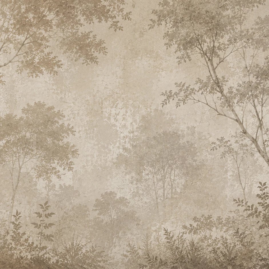 Primer plano del diseño Claro del bosque en sepia a escala de impresión
