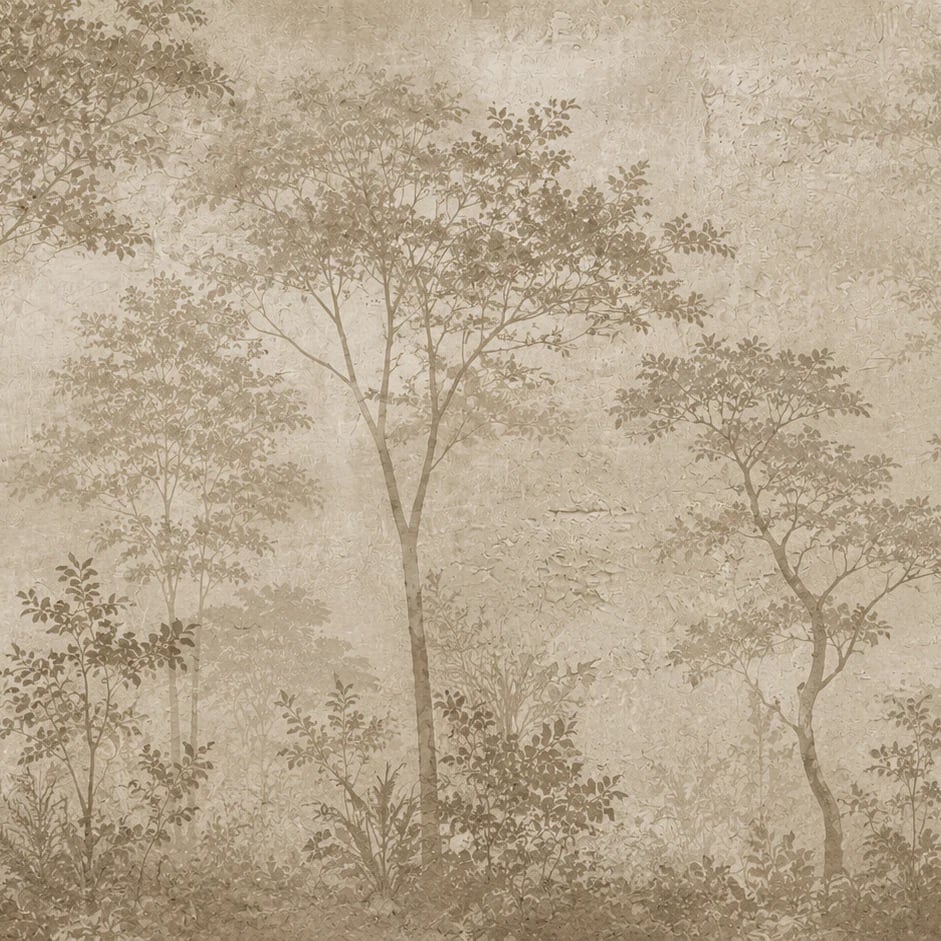 Close-up of the Sepia Forest Grove artwork at printed scale