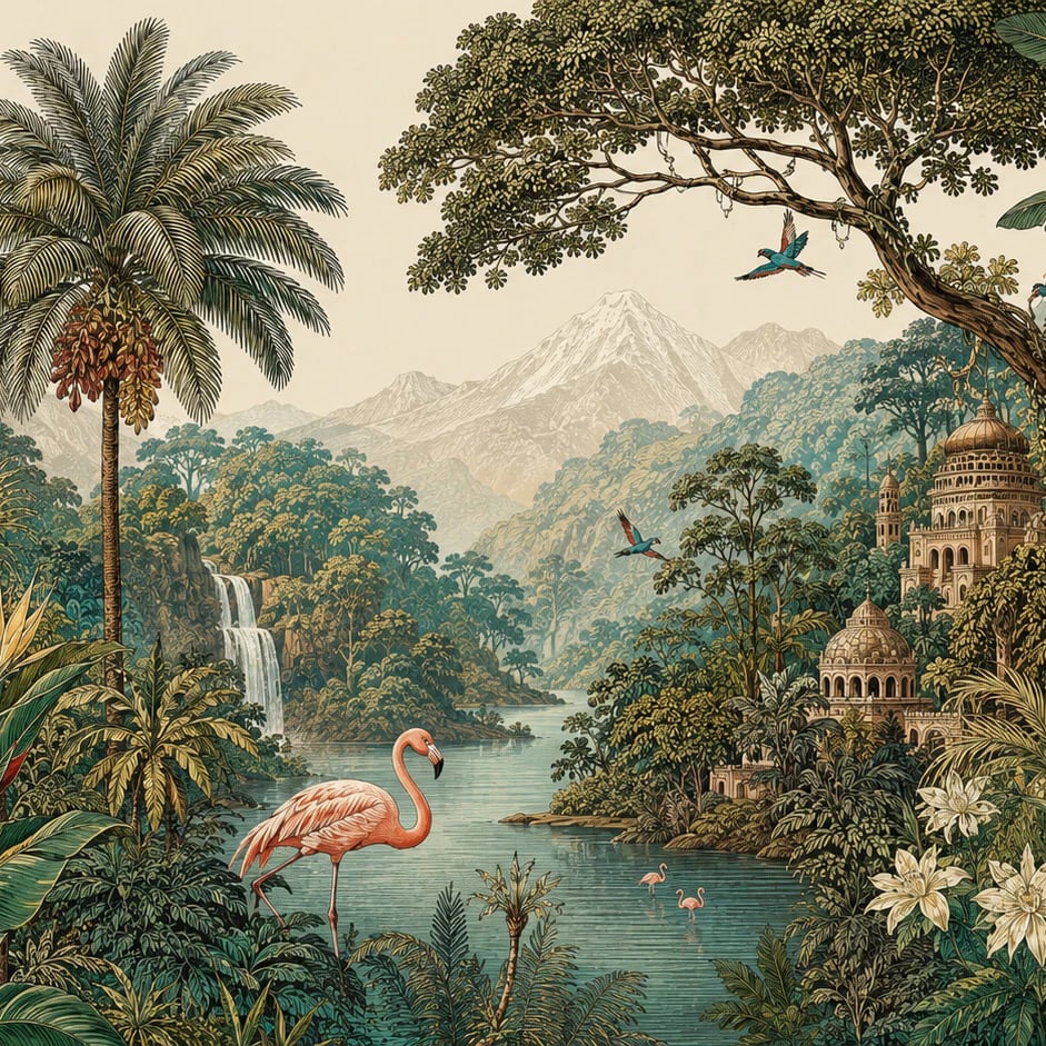 Nahaufnahme des Kunstwerks Flamingo-Lagunenpalast im Druckmaßstab