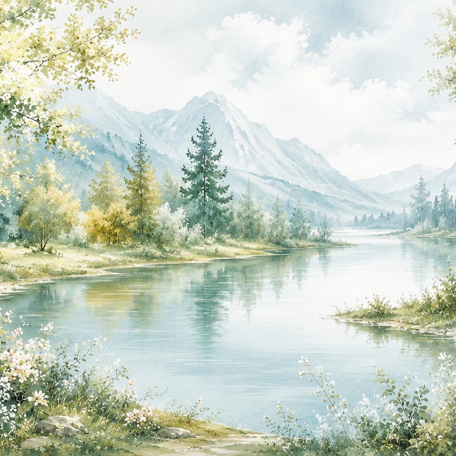 Nahaufnahme des Kunstwerks Alpine Seewiese im Druckmaßstab