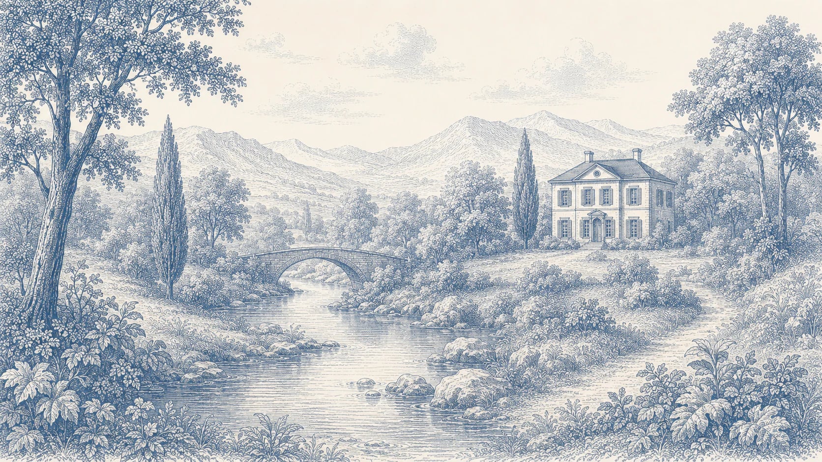 Toile-Muster am Fluss