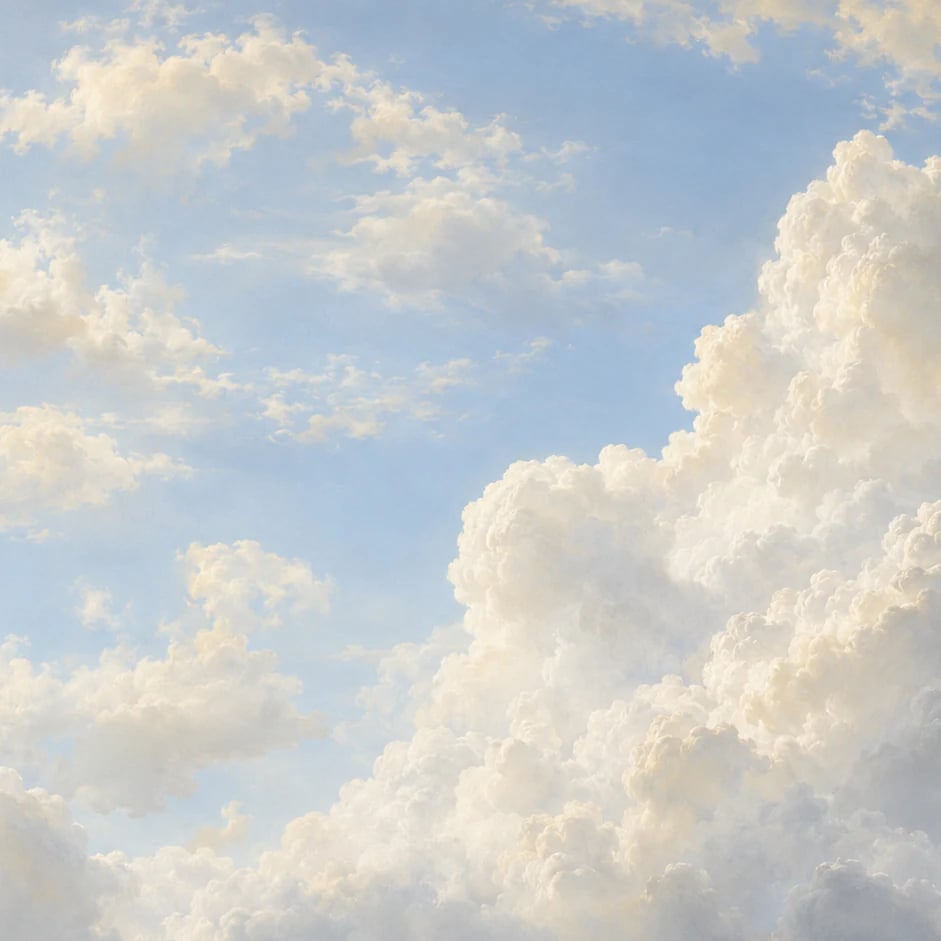 Close-up of the Classical Cumulus Fresco artwork at printed scale