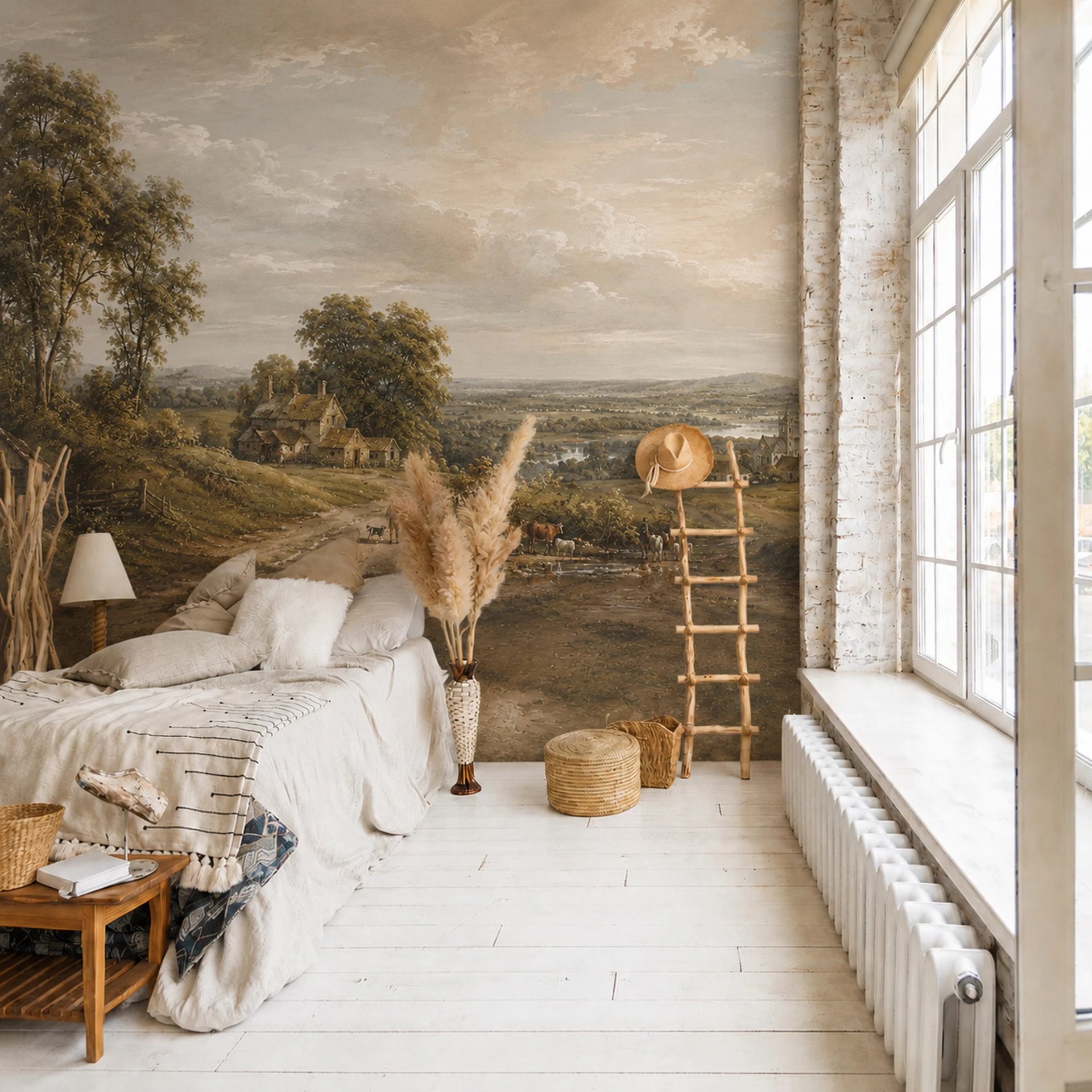 Englisches Landhaus-Cottage Fototapete in einem stilvoll eingerichteten Raum, Ansicht 2